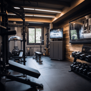 Fitness gym in garage