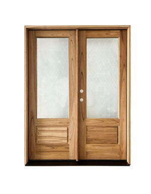 3 lite arched top french steel door