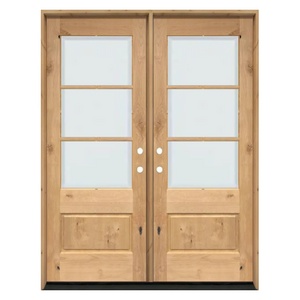 3 Lite Knotty Alder Exterior Double Door